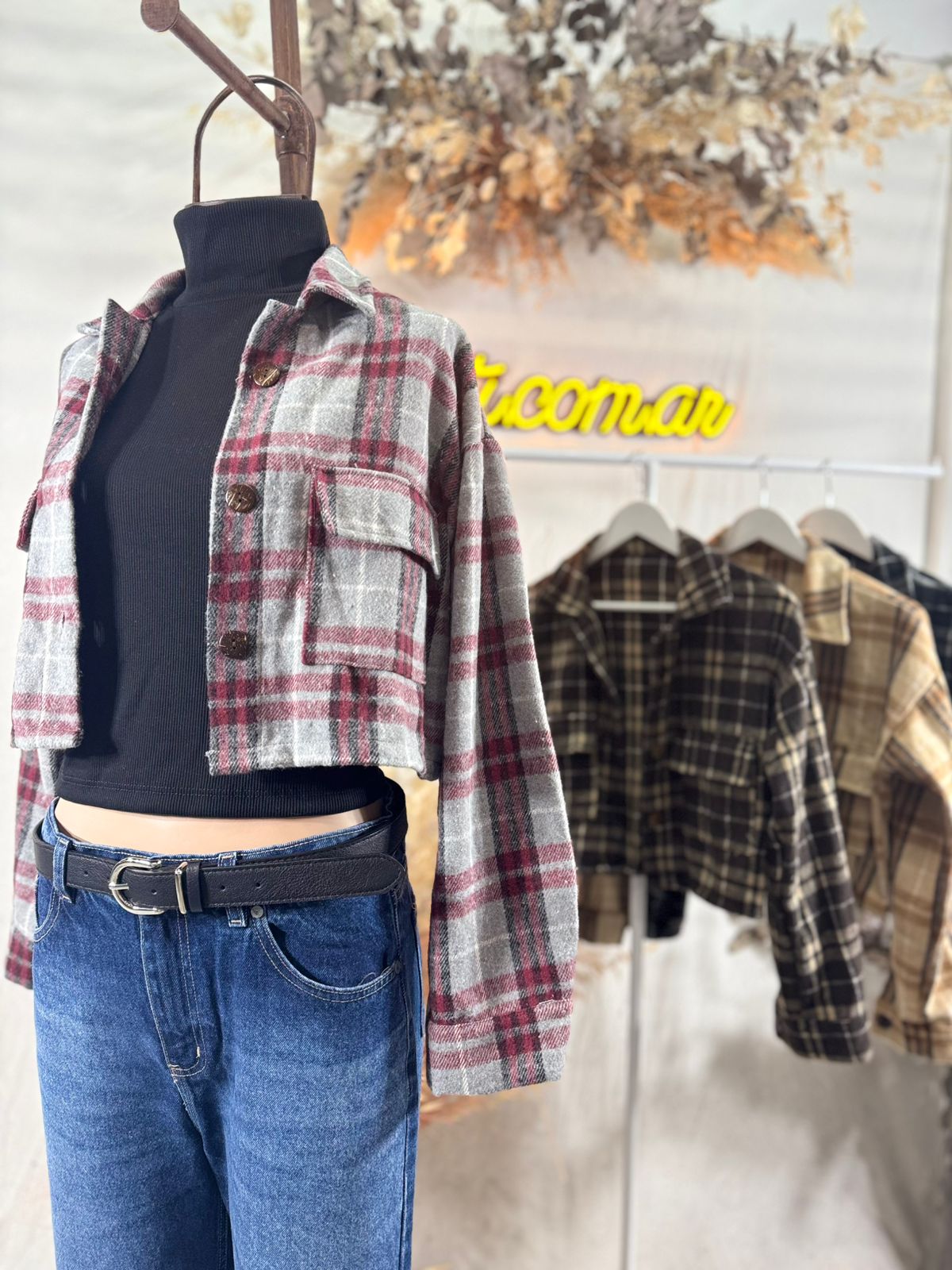 Camisaco crop Cargo “BARBOUR” Paño cuadrille