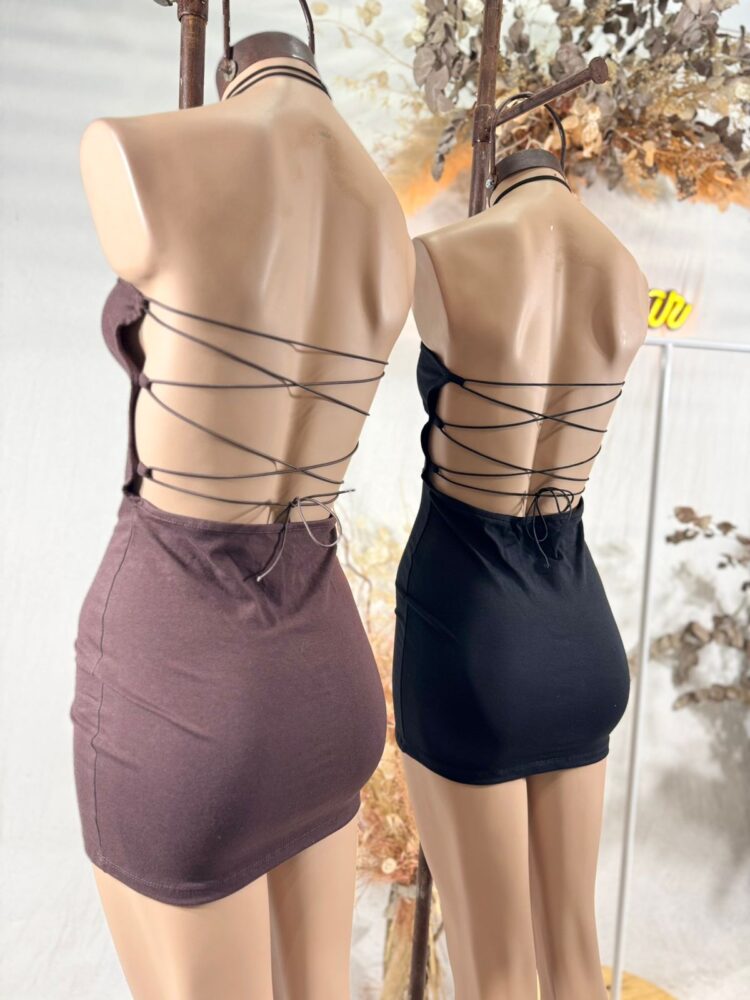 Vestido recto Detalle espalda Acordonado Algodon lycra - Imagen 2