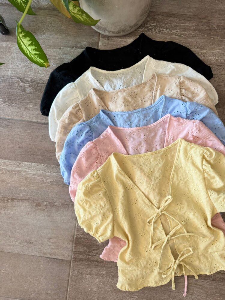 Blusa M/C hombros pinzados Broderie - Imagen 2