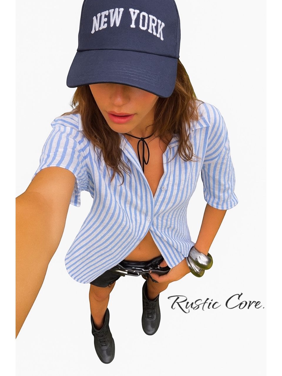Camisa Boyfriend Lino rayado Napoli