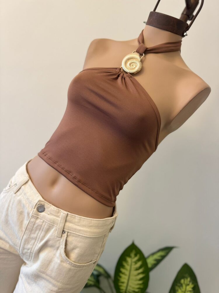 Top Marilyn detalle Accesorio “CARACOL” Microfibra - Imagen 3
