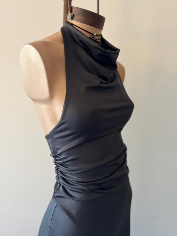 Maxivestido Halter buche s/espalda Microfibra - Imagen 2