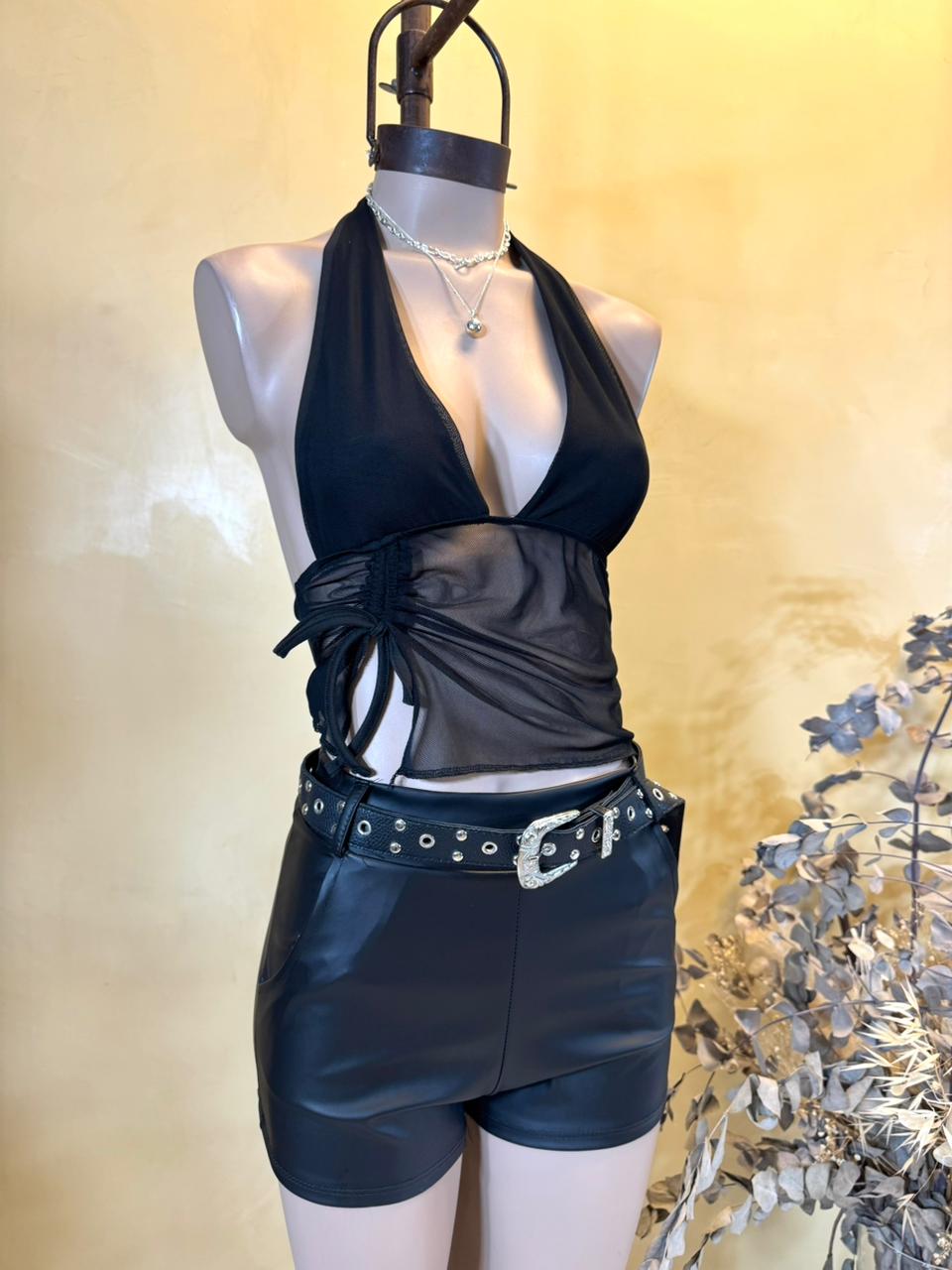 Top V c/Tul fruncido