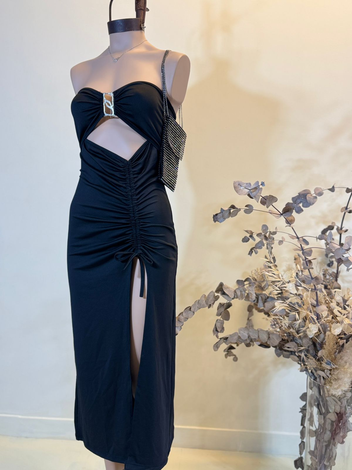 Maxivestido Fruncido Charm PETRA Microfibra