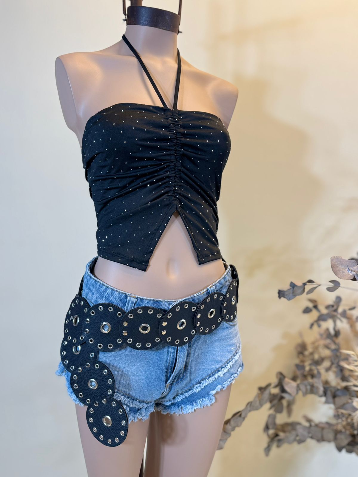 Top fruncido mariposa MICRO STRASS