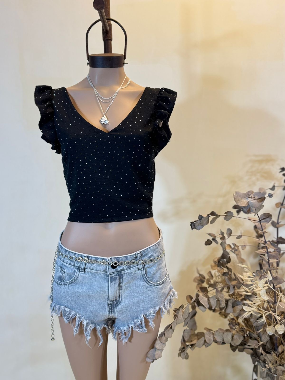 Blusita mangas VOLADITOS y espalda Lazo SEDITA HOTFIX