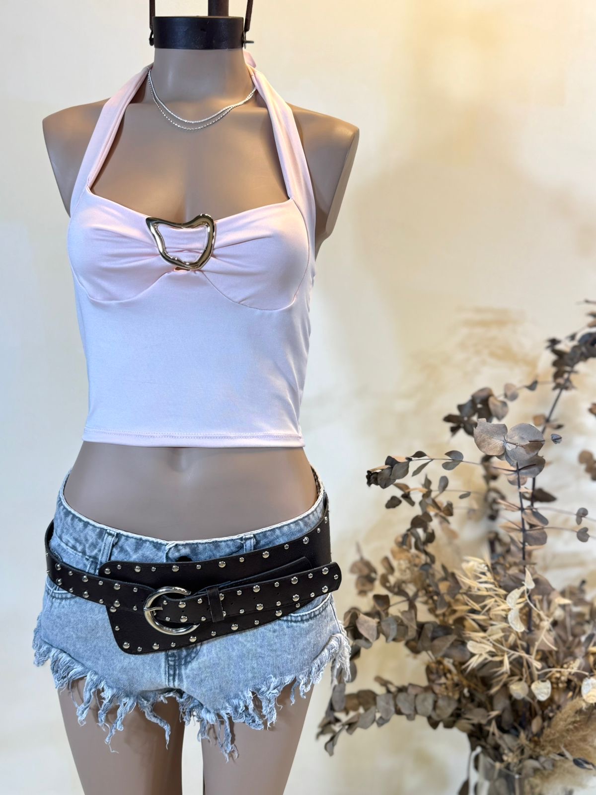 Top escote cuadrado accesorio Nube Microfibra