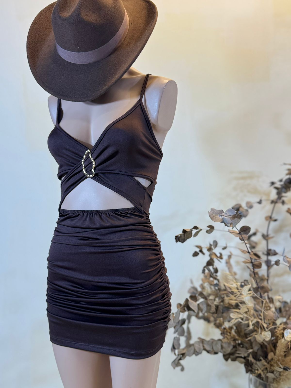 Vestido fruncido Pechera cruzada NUBE Microfibra