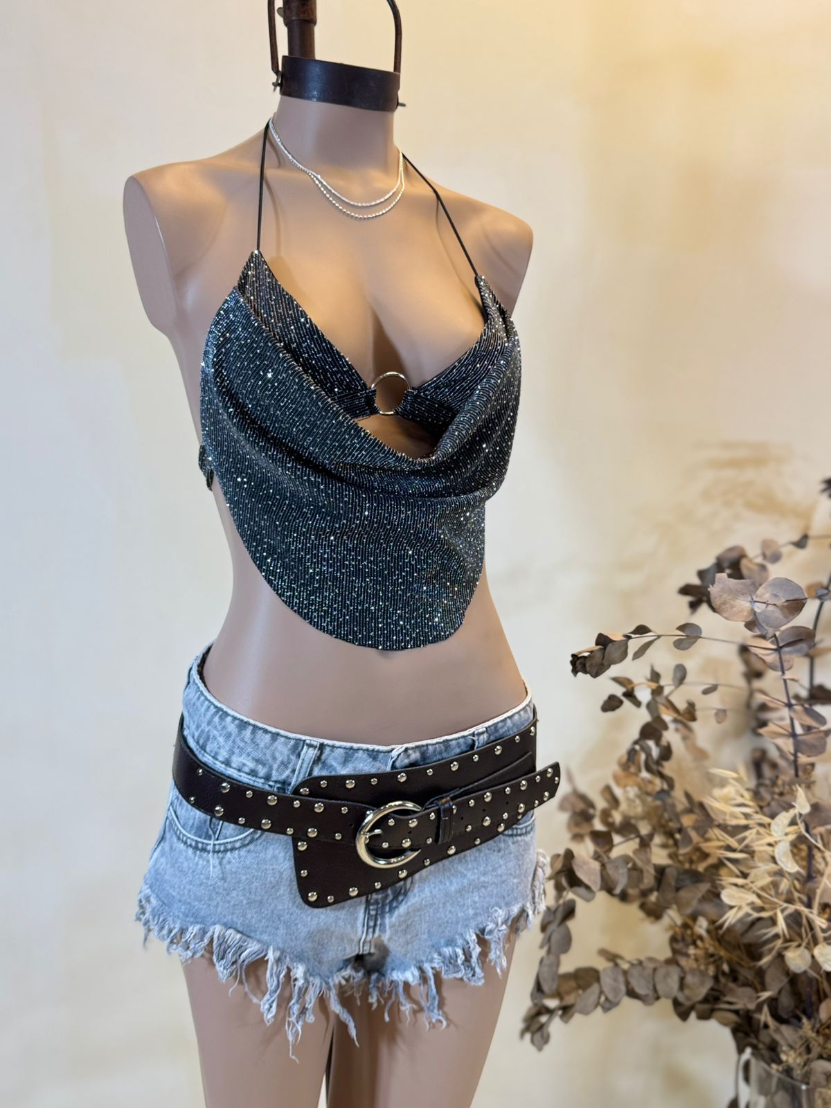 Top BIKINI BUCHE ARGOLLA STRASS GLITTER