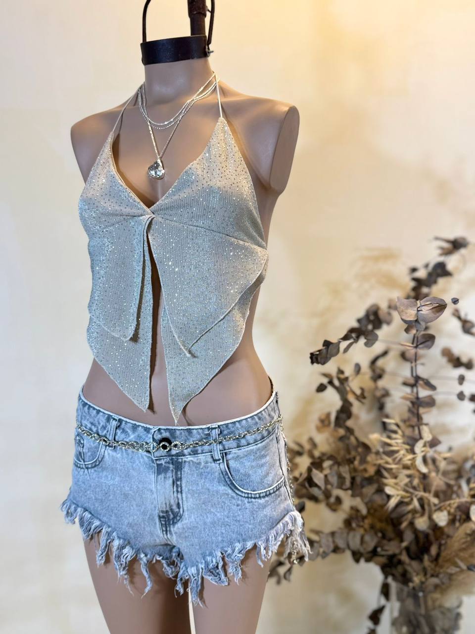 Top “BUTTERFLY” STRASS GLITTER