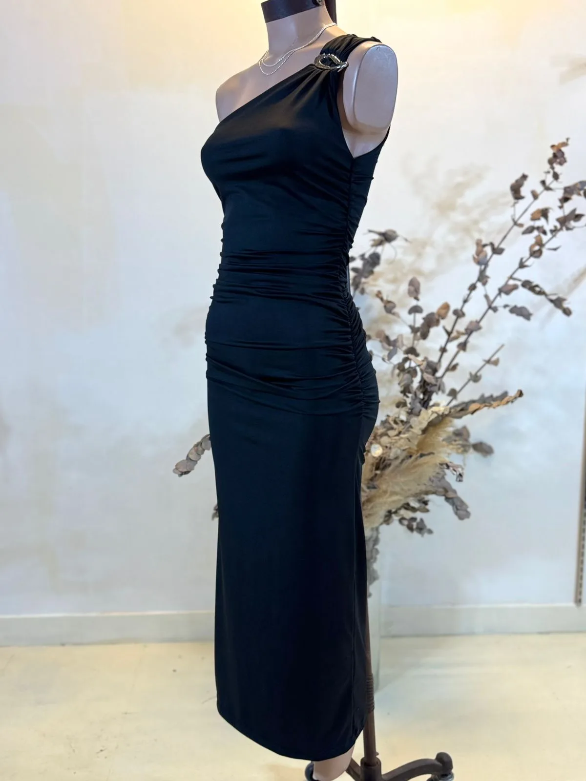 Maxivestido un hombro GOTA Microfibra