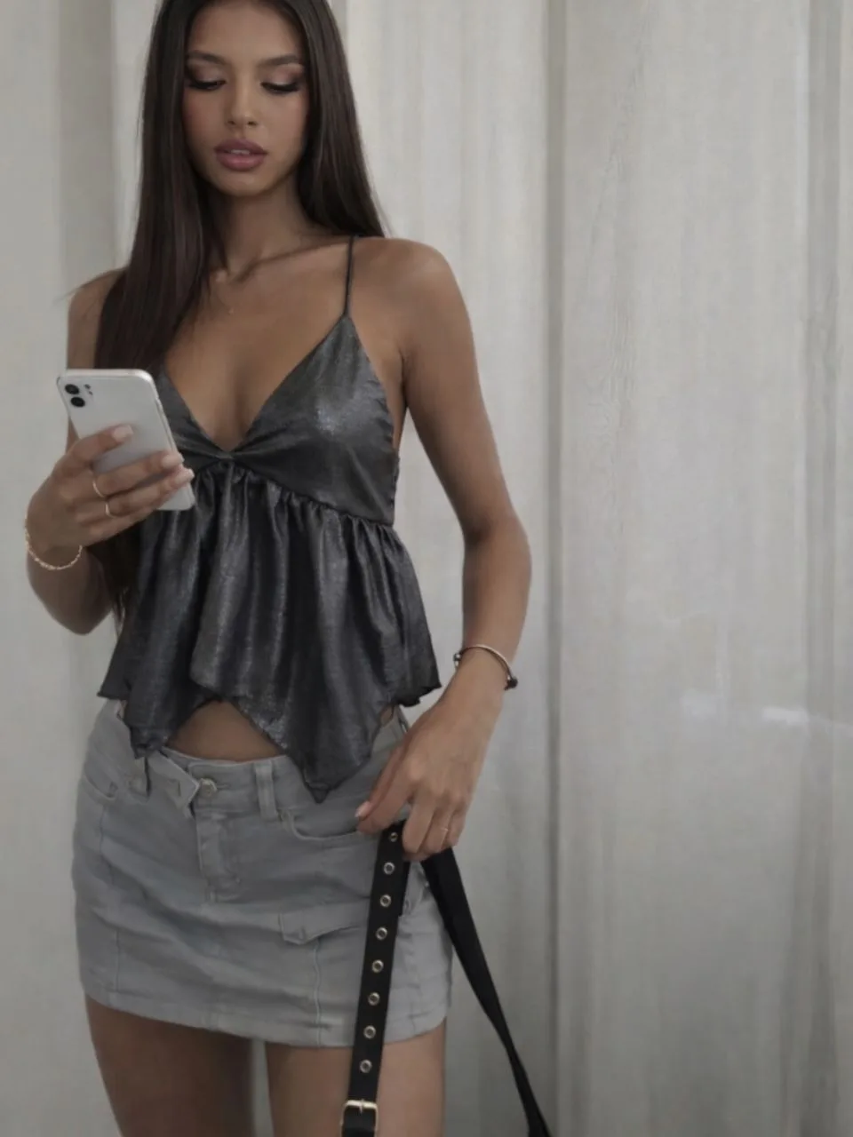 Blusa picos con vuelo Sedita brillosa