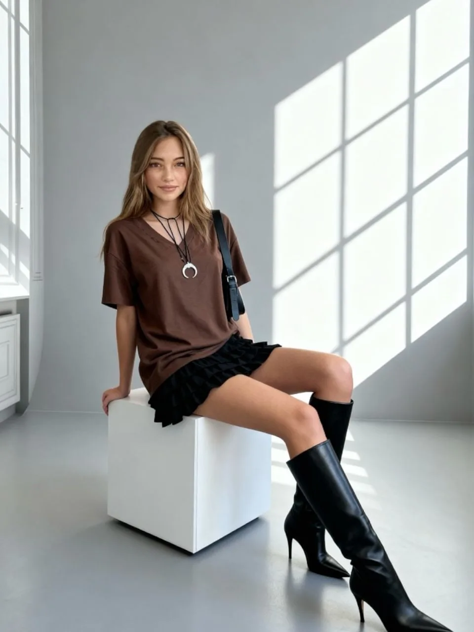 Remera suelta V Jersey algodon