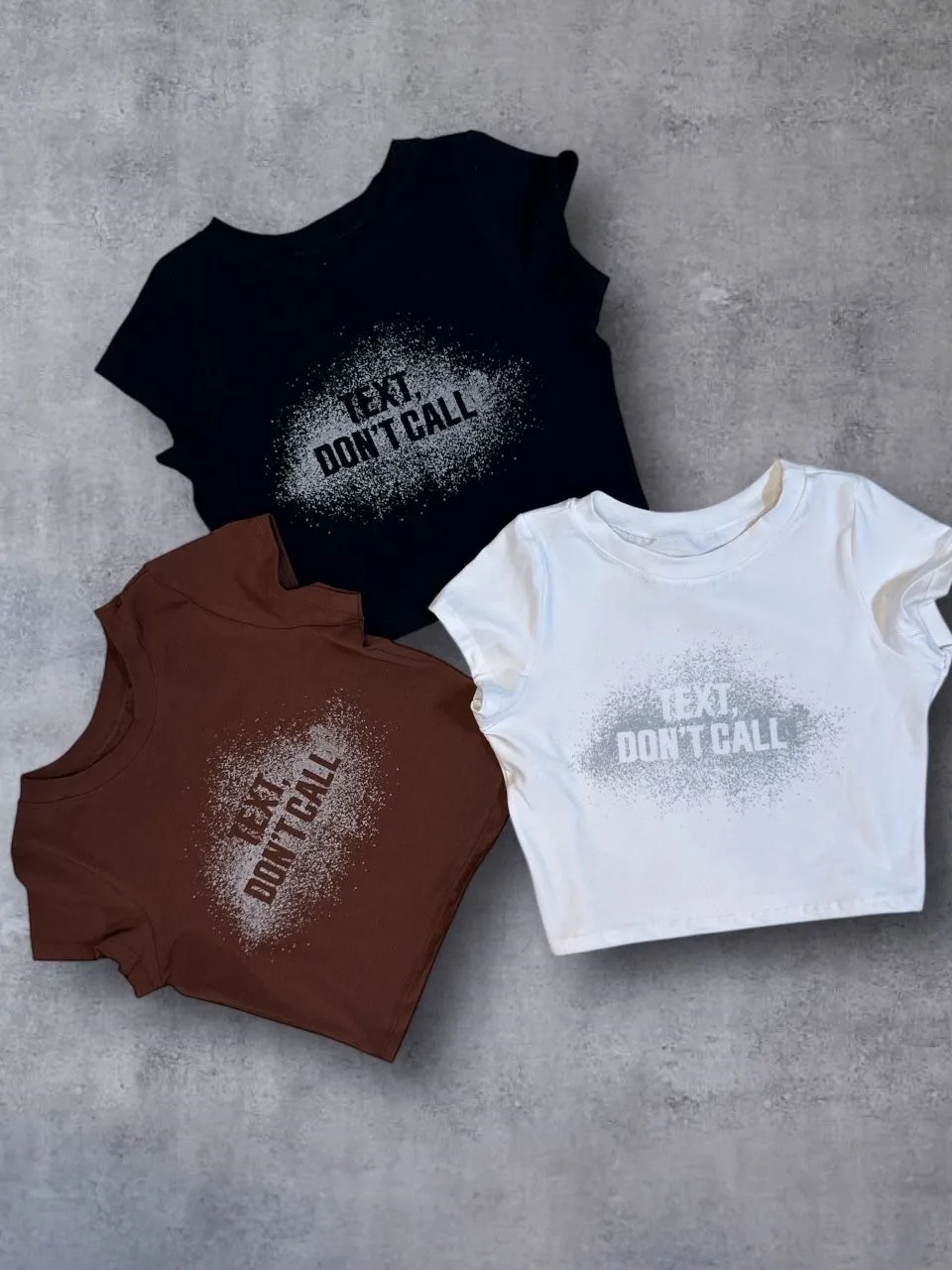 Top M/C Splash brillo “TEXT, DONT CALL” Algodon lycra