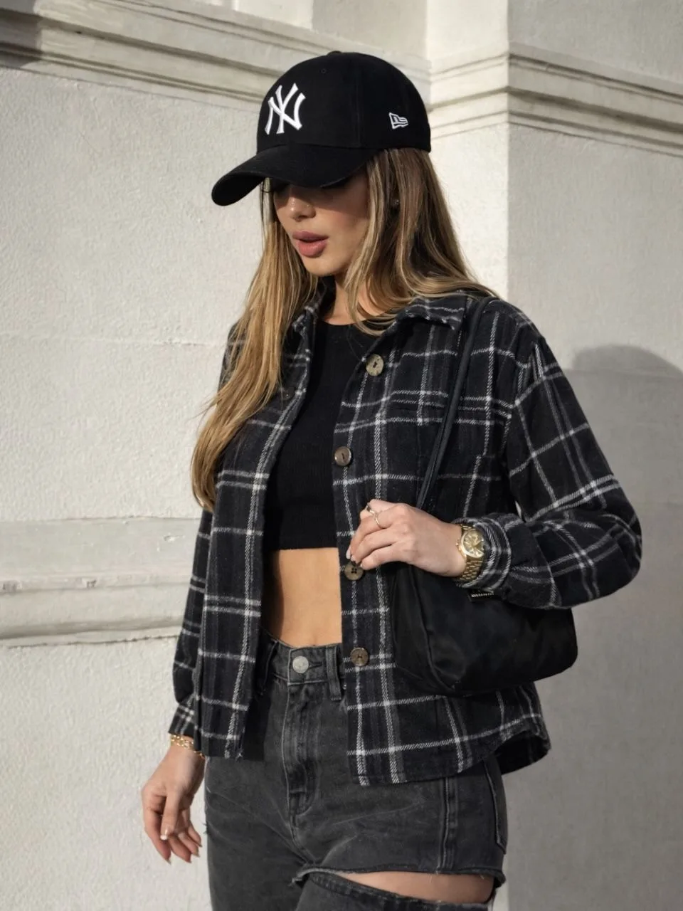 Camisaco Crop Paño Cuadrille