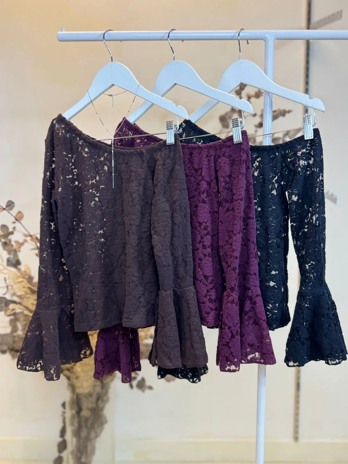 Top Cuello bote mangas oxford ENCAJE FLOCK