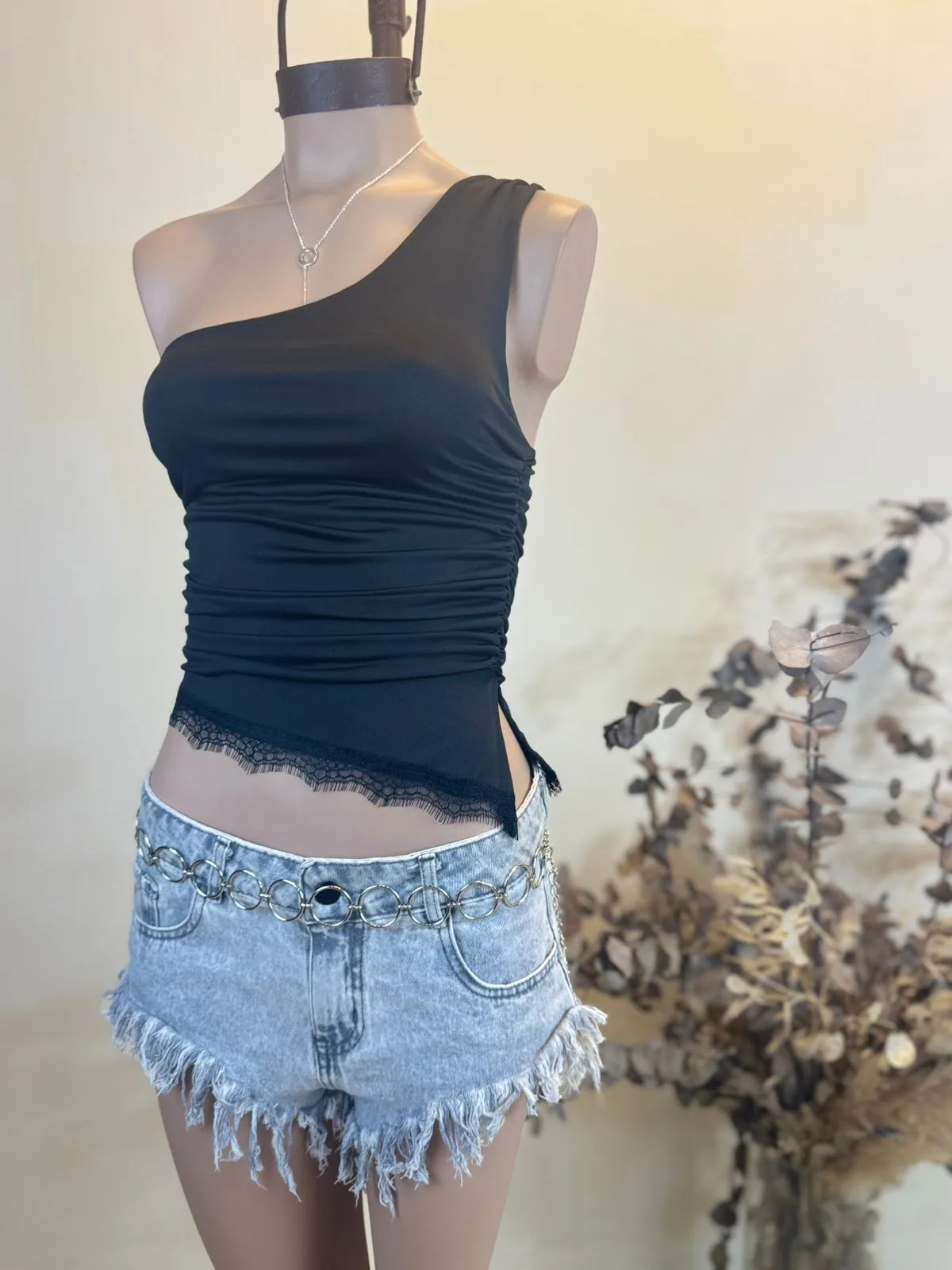 Top un hombro “CLARA” Microfibra