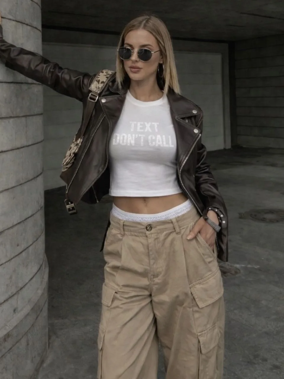 Top M/C Splash brillo “TEXT, DONT CALL” Algodon lycra