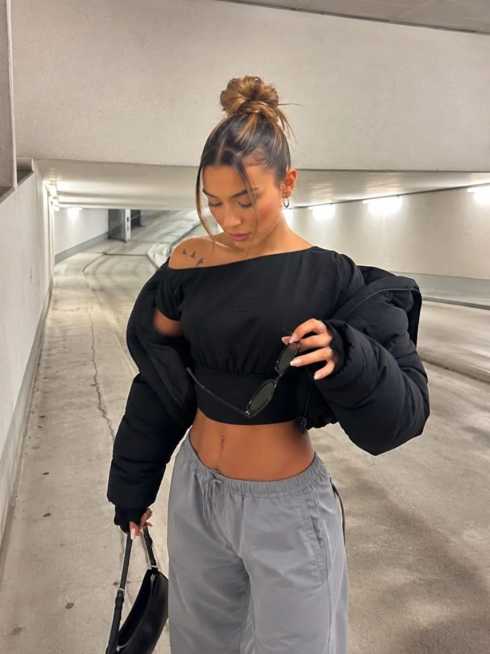 Top cuello bote caido Ribb