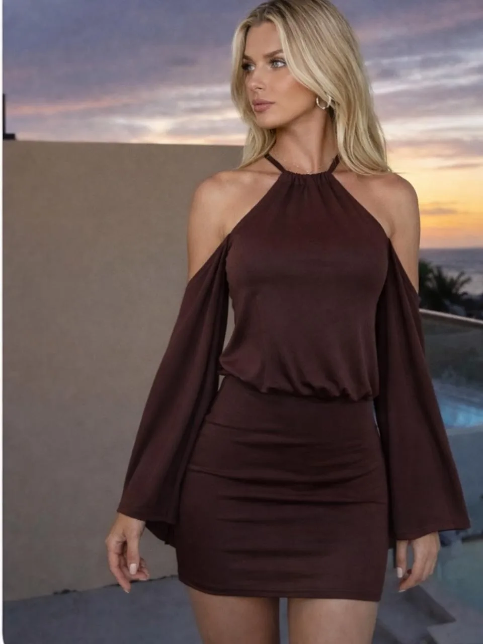 Vestido *GRECIA* mangas abiertas Microfibra