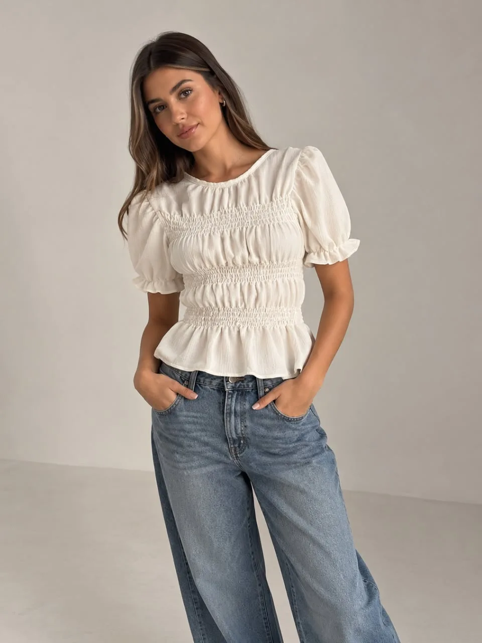 Blusa m/c elastico “EVE” Crepe cey
